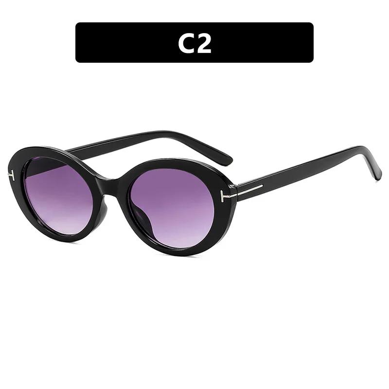 Ретро Популярные Солнцезащитные очки UV400 Классические Овальные T-образные Личность Уличная Фотография Прогулка по Подиуму Защищающие от Ультрафиолета Очки