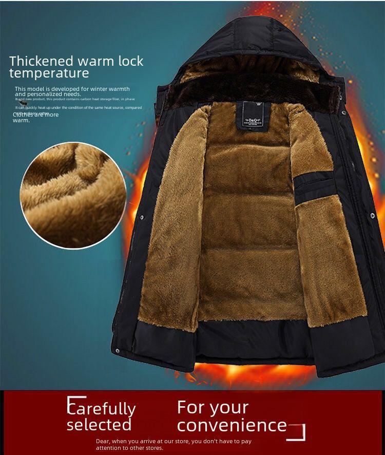 Мужские зимние куртки с бархатной подкладкой и толстой хлопковой подкладкой для пап и дедушек