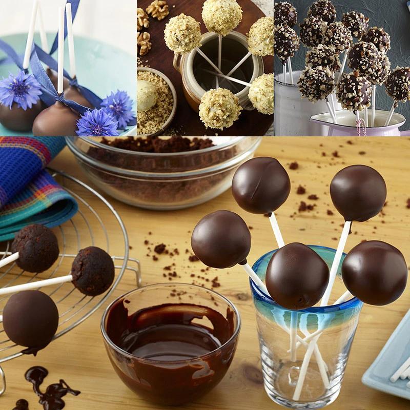 100Pcs 8/10/12/15Cm White Pp Solid Core Lollipop Sticks For Chocolate Candy Sticks Cake Pop Sticks Diy Baking Accessories
