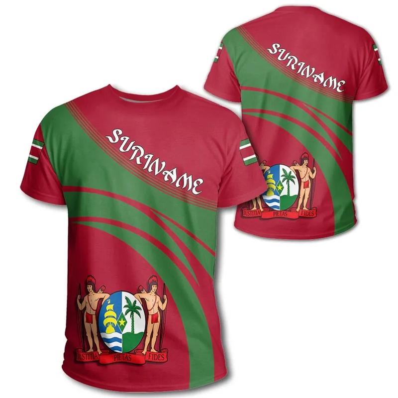 SURINAME Flag Print 3D Sports Moisture-Wicking Breathable Men Women T-Shirt Football Jersey Loose Run Short Sleeve Clothing Top