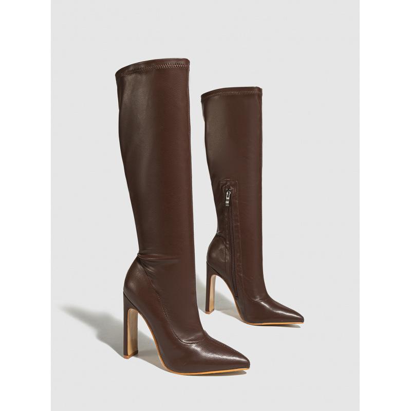 Fashion Winter New Fashion Knee-High Boots Women Pointed Toe Elegant Thin High Heel Casual Ladies Pumps Shoes Long Botas Mujer