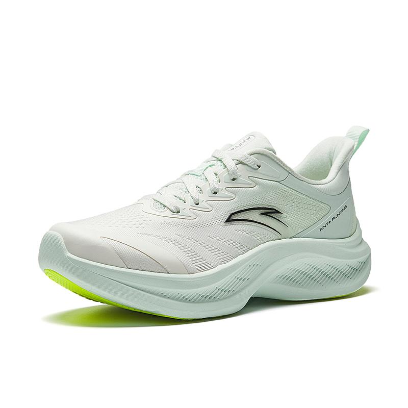 New Anta Slip-Resistant Breathable Lightweight Height Increasing Low-Top Casual Running Shoes Women's White Green 922525519-3