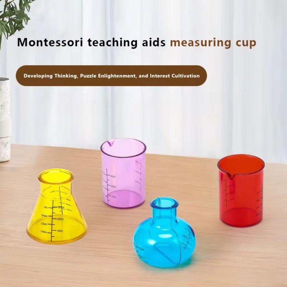 Educational Liquid Measure Tool 4 Colored Science Experiment Cups Mini Measuring Cups Kindergarten