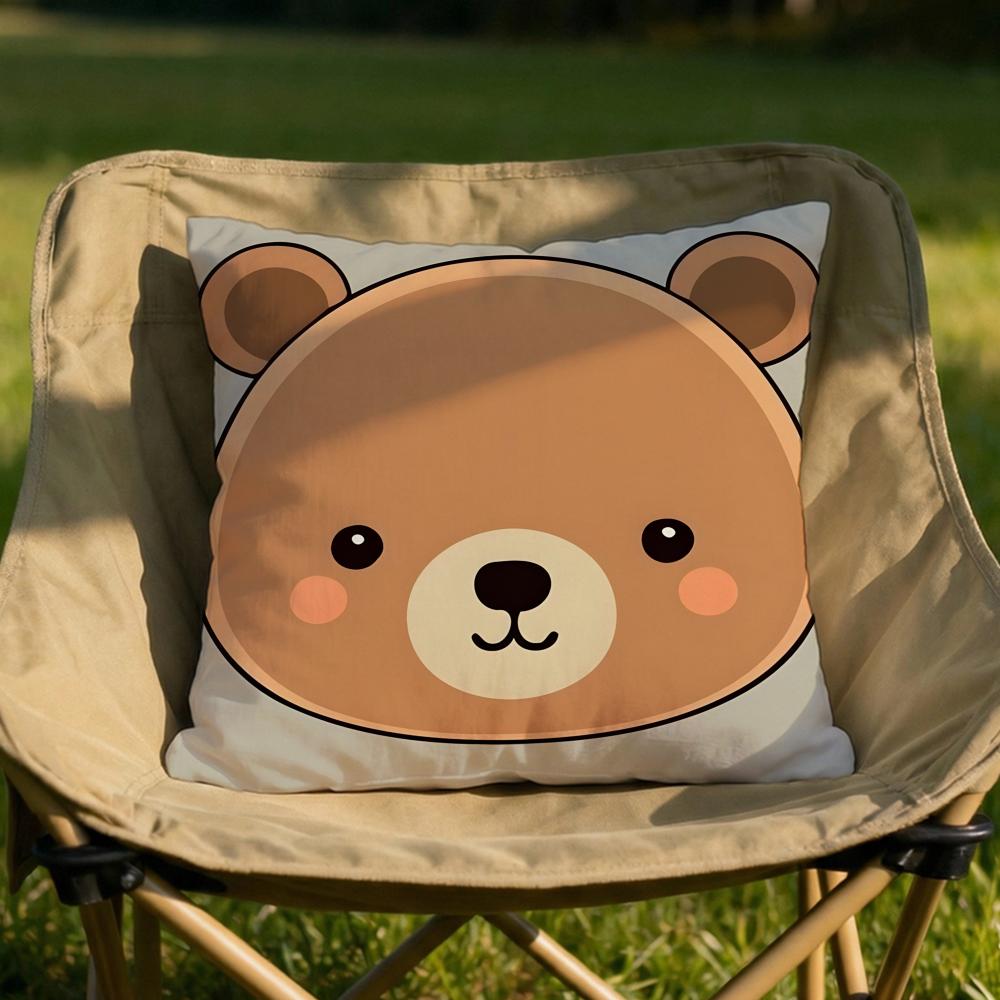 Character Cartoon Bear Cushion Cover Soft Reversible Durable Pillow Cover MultiScene Use for Home Car Daily Comfort