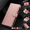 Lanyard Card Slots and Cash Pocket Zipper Wallet Case for iPhone Samsung Xiaomi Redmi Google PU Leather Stand Holder Flip Cover