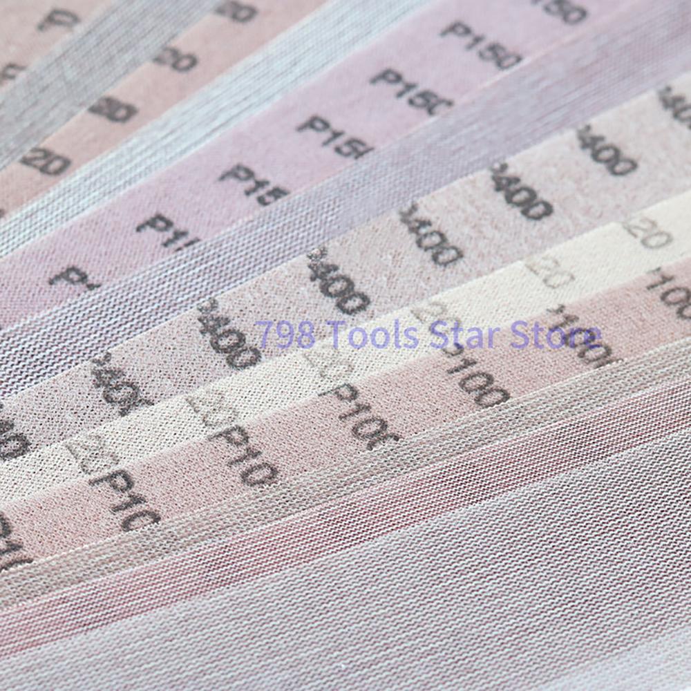50PCS 70x420mm Mesh Dust Free Sanding Discs Hook & Loop Mesh Sandpaper for Car Drywall Metal Polishing & Grinding,80-800 Grit