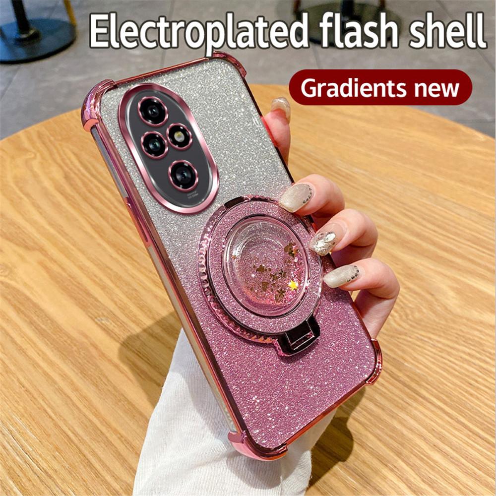 Магнитная подставка-перетекающий песок Чехол для телефона для Honor 200 100 90 80 70 60 50 Pro Градиент Глиттер Ударопрочный Мягкий Силиконовый Чехол-подставка