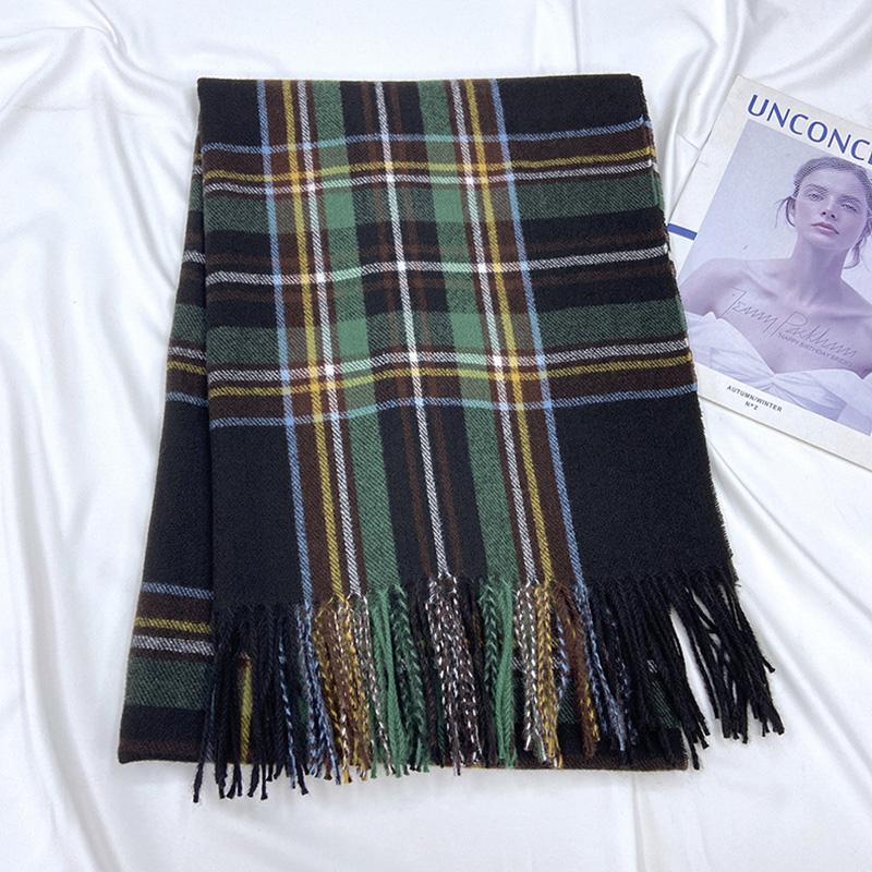 Клетчатый шарф женский зимний теплый платок из искусственного кашемира
