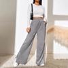 Women's High Waisted Casual Solid Color Corduroy Splicing Slit Hem Pants