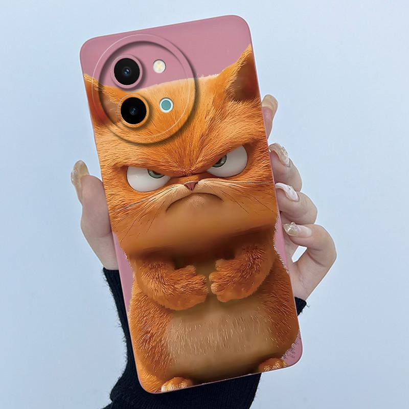 Case For Vivo Y38 Y58 T3X Y200i Y200T 5G Lovely Cat Funda Soft Liquid Silicone Camera Protection Back Cover Shockproof Bumper