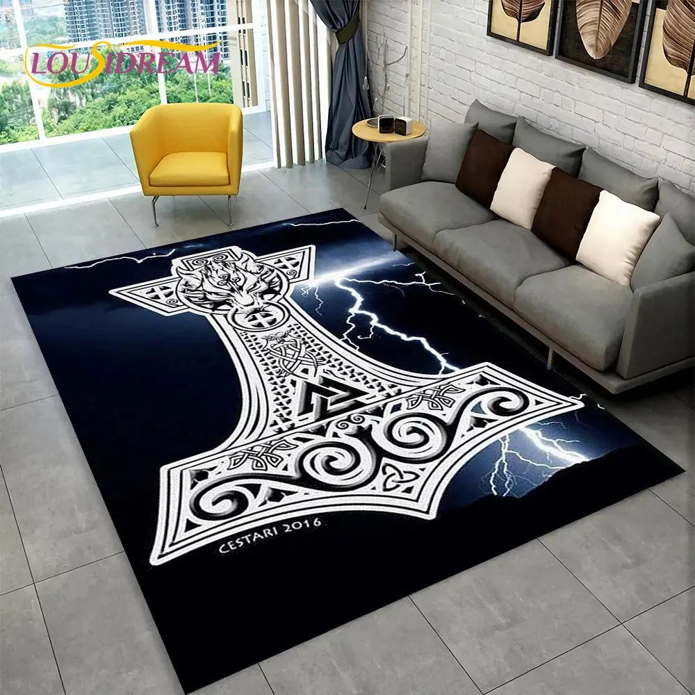 Ковер-циновка Викинг Скандинавская мифология Бог Локи Руна,Ковер для гостиной спальни дивана придверный коврик кухонный декор,Нескользящий коврик для пола