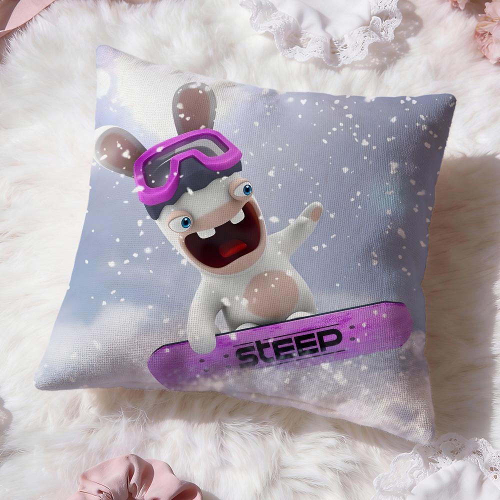 Popular R-RRabbids Invasion Cushion Cover Soft Washable Pillow Case Multi-Scene for Couch Bed Travel Office Use