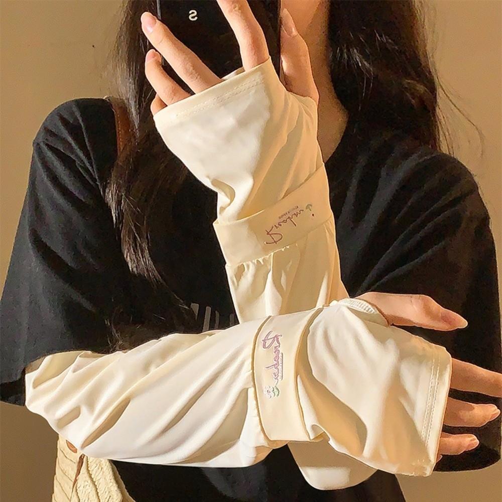 Arm Protection Long Ice Silk Sleeves Loose Cycling Gloves Sunscreen Arm Covers Driving