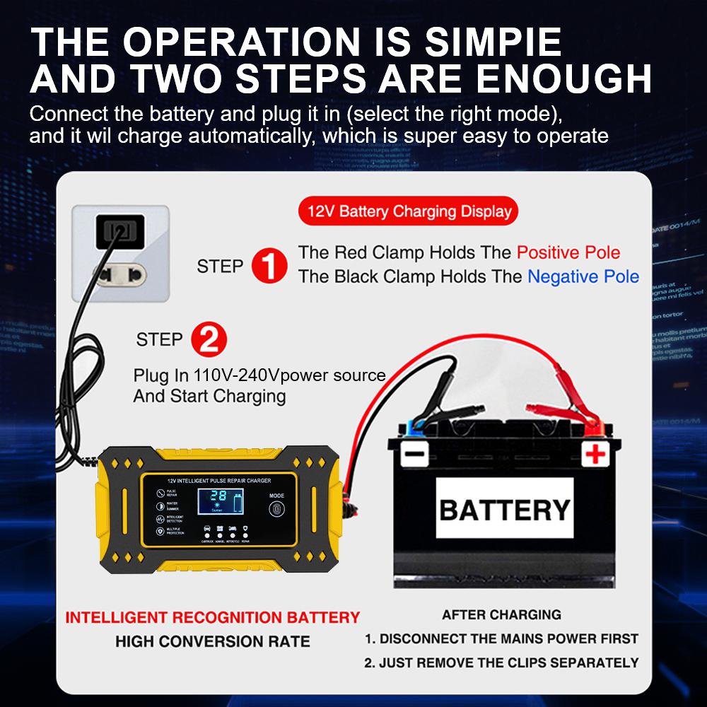 3-ступенчатые зарядные устройства для свинцово-кислотных AGM GEL аккумуляторов Интеллектуальная быстрая зарядка Цифровой ЖК-дисплей Автомобильные аксессуары Зарядное устройство для аккумулятора мотоцикла 12 В 6 А