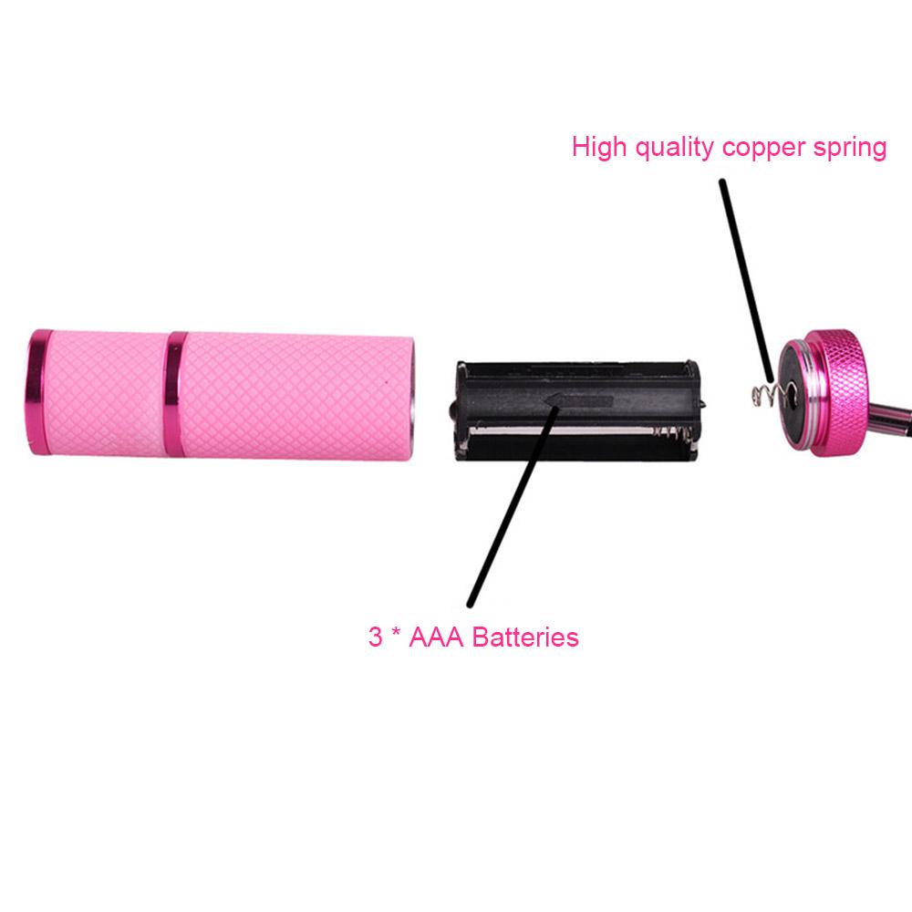 Mini Flash Light for LED UV Gel Curing Lamp Light Handheld Nail Dryer Nail Flashlight 9 LEDs 395nm UV Flashlights