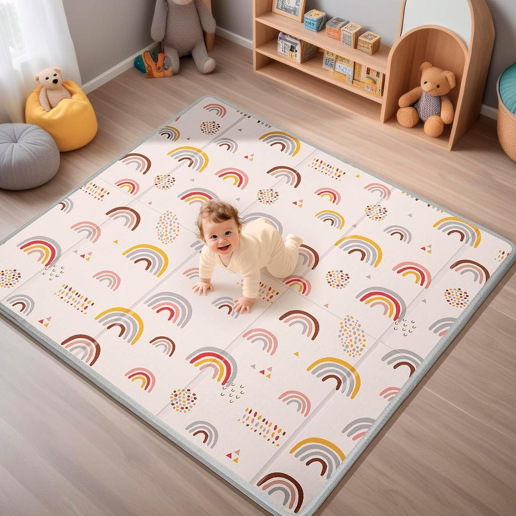 Складной детский игровой коврик, PIGLOG 50x50 Коврик для манежа, Безопасный пенопластовый игровой коврик для времени на животике, Водонепроницаемые игровые коврики для младенцев и малышей