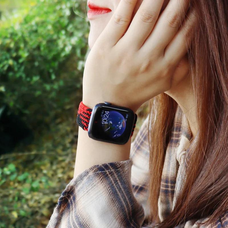 Ремешки Для Apple watch bands 44мм 45мм 40мм 41мм 49мм 46мм 42мм Плетеный Solo Loop Correa браслет iwatch Серии 11 10 9 7 8 SE 6