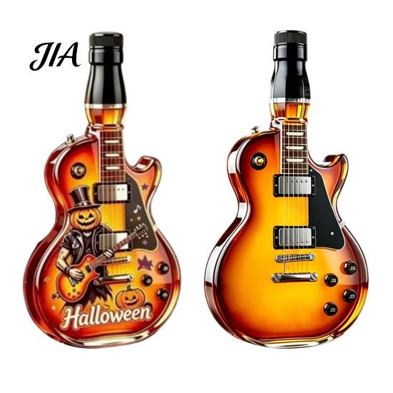 Decorative Guitar Shaped Barware Shape Wine Bottle, Large Capacity Decanter, Screw Cap Borosilicate Retro Decanter Glass Beer for Storage And