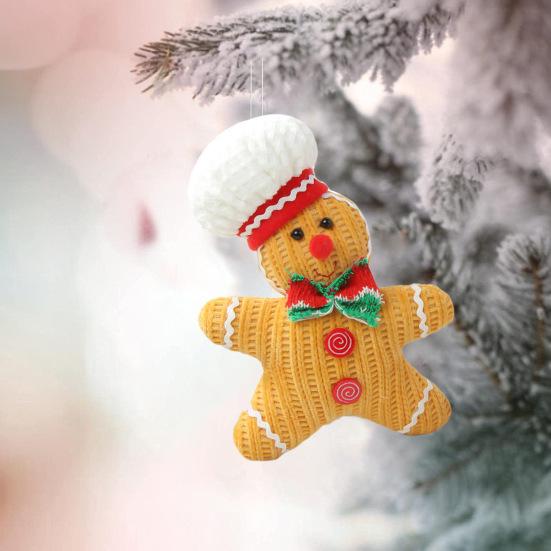 1/2 шт. Фигурка пряничного человечка, рождественская плюшевая кукла в шляпе, пряничное подвесное украшение для рождественской елки, каминное украшение