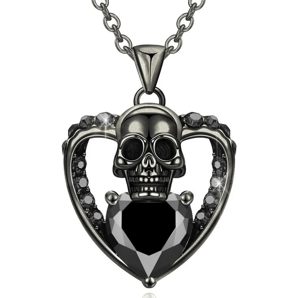 Сердце Фиолетовый Красный Крыло Ангела Кристалл Циркон Женский Череп Черный Кулон Ожерелья День Матери Хэллоуин Рождество Ювелирные Изделия