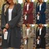 Solid Color Women's Knitted Mid-length Cardigan with Pockets