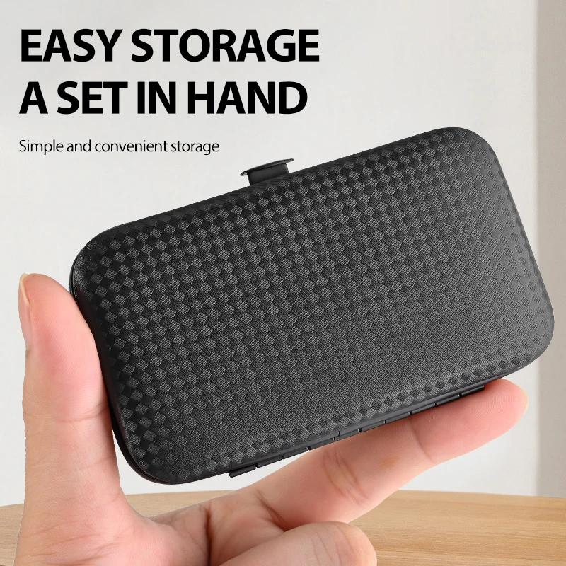 Unisex Mini Compact Gift Eyebrow Clip Tweezers Home Nail Clipper black red 7piece Set Large Opening Manicure Tool