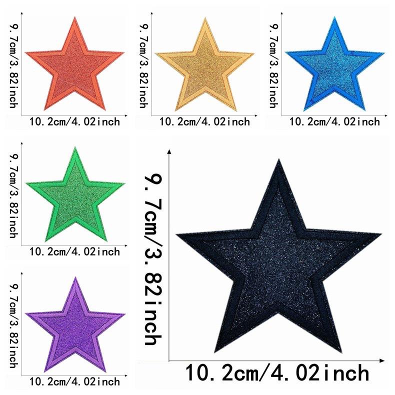 Glitter Star Embroidery Patch for Clothes, Bags, & Hats