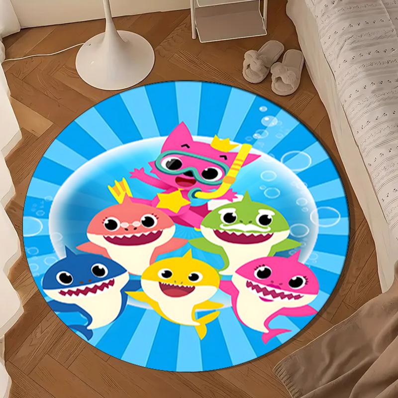 Cartoon Shark Dance Party Round Rug for Livingroom,Bedroom, Palyroom, Chair Rug, Area rug, Circle Carpet, Large Size Fan Christmas gift