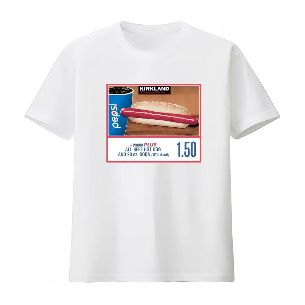 Costco Hotdog T Shirt Meme with Pound Plus All Beef Hot Dog and Oz Soda Design Streetwear Unisex Women Summer T Shirt