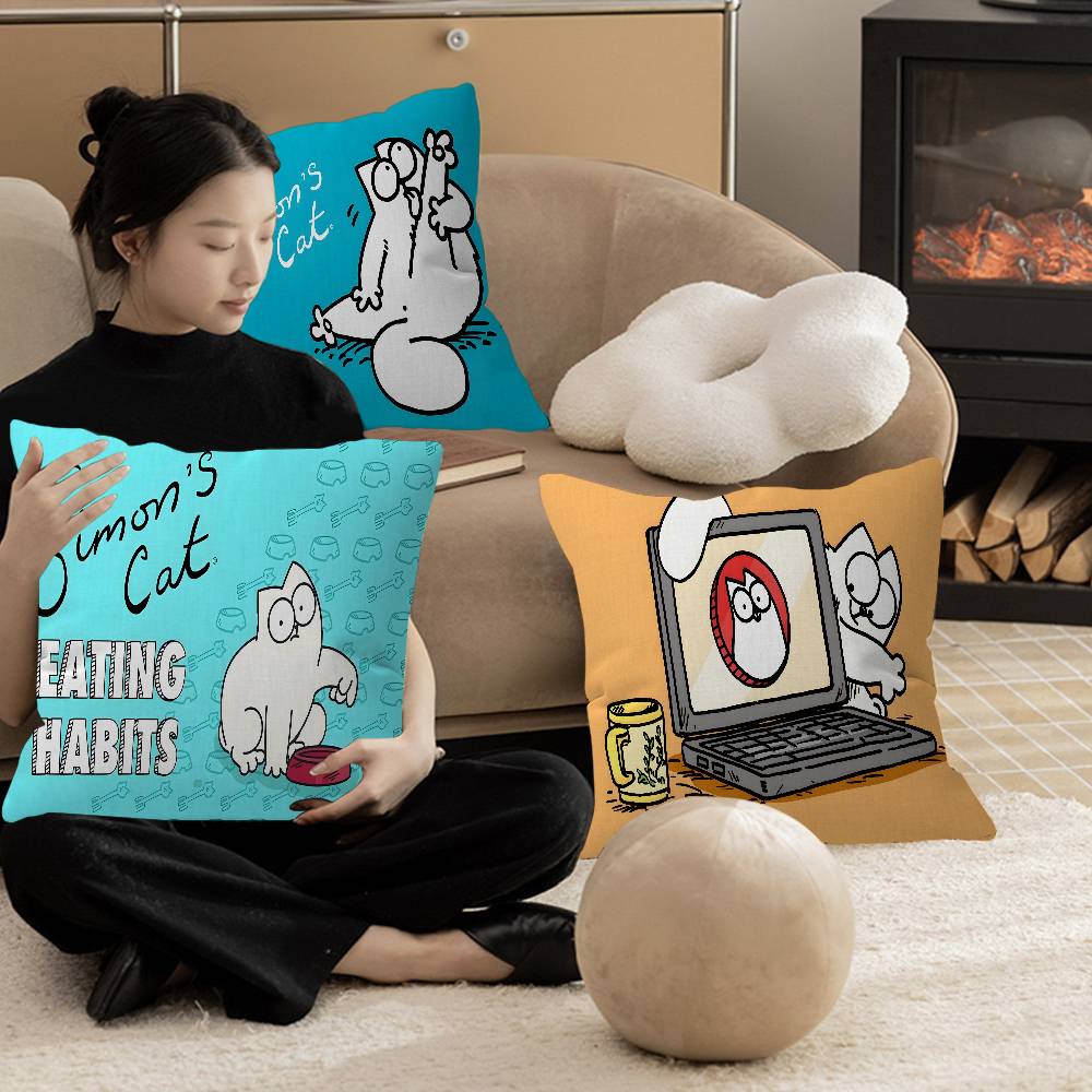 S-Simons C-Cat Pillowcase Toon Gift Cushion Cover Bedroom Home Sofa Chair Seat Decor Pillow Case