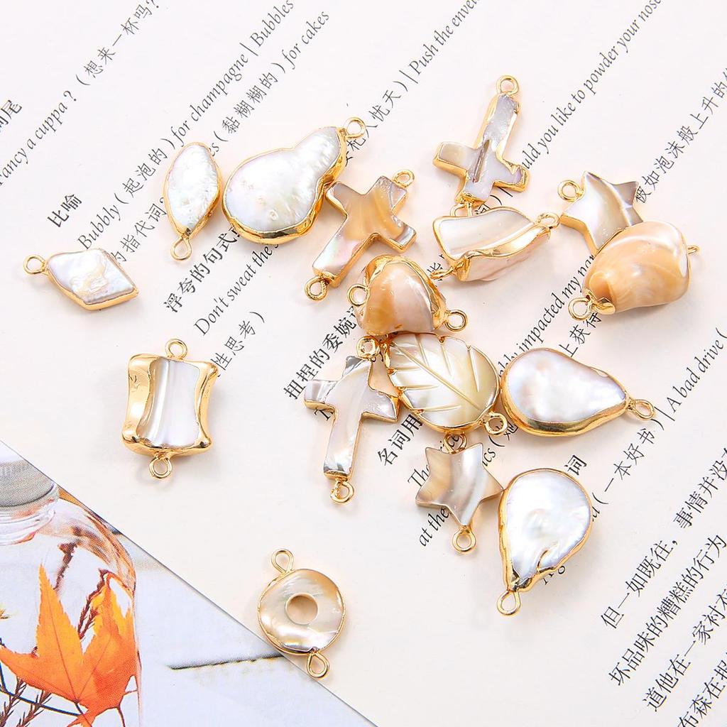 Натуральный пресноводный жемчуг с двойным отверстием, соединительные подвески для изготовления ювелирных изделий, браслет, ожерелье, серьги «сделай сам»