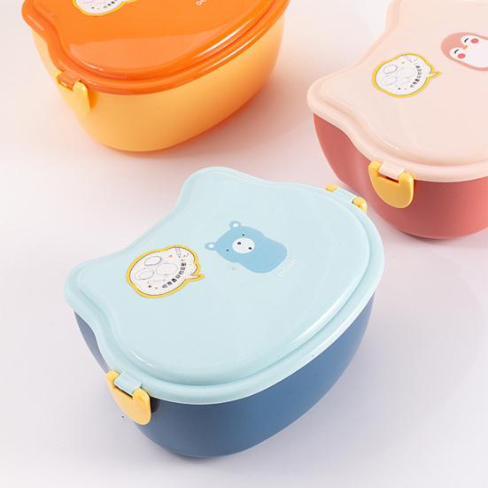 Bento Box Double Layer Compartment Good Sealing Microwavable Children Snack Fruit Lunch Box Cartoon Bento