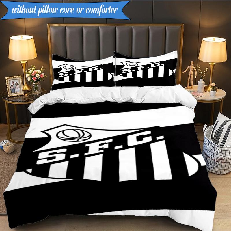 3PCS Fc Crest Design Printed Soft Bedding Set,Including 1pc Duvet Cover And 2pcs Pillowcases Perfect for Bedroom, Dormitory, Fan gift