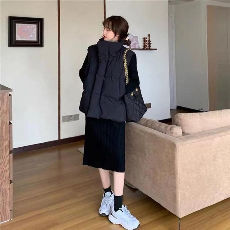 Осень-зима пуховая женская короткая жилетка ветровка толстое теплое пальто без рукавов куртка