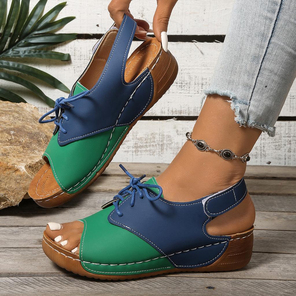 Foreign trade breathable wedge sandals 2025 solid color women's shoes 2025 new summer casual beach women's sandals