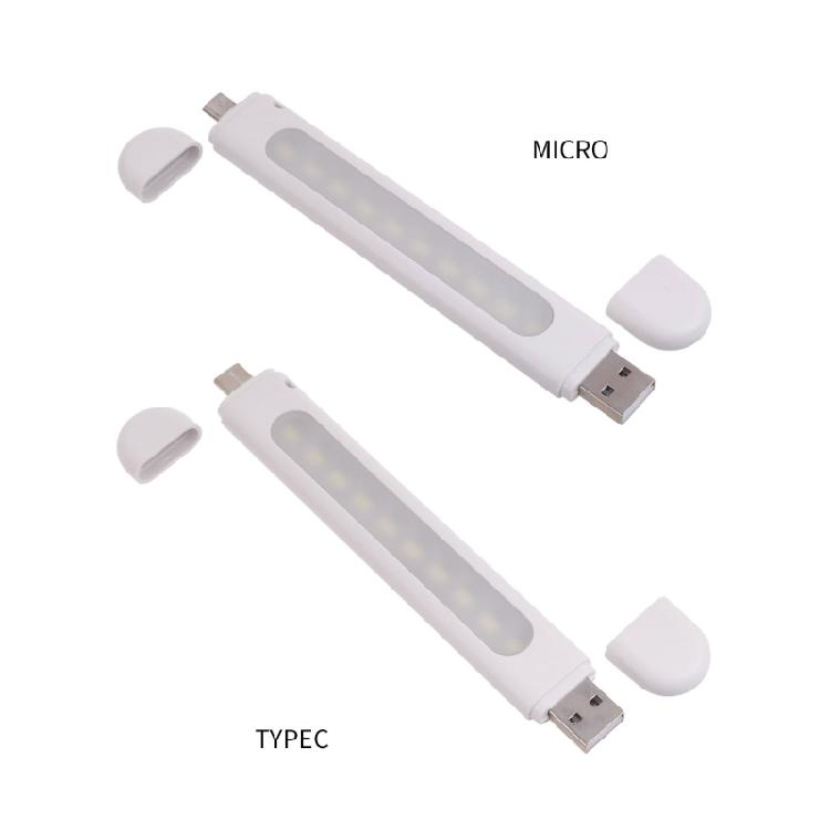 USB светодиодная лампа 10 светодиодных бусин TypeC Ночник Поддержка Micro USB или UsbC для Автомобиля, Компьютера и Power Banks