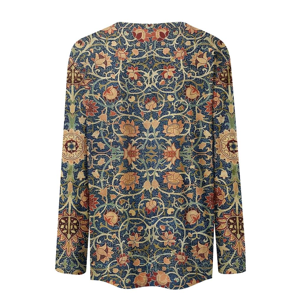 Long Sleeve Shirts For Women Cute Print Graphic Tees Blouses Casual Plus Size Basic Tops Pullover