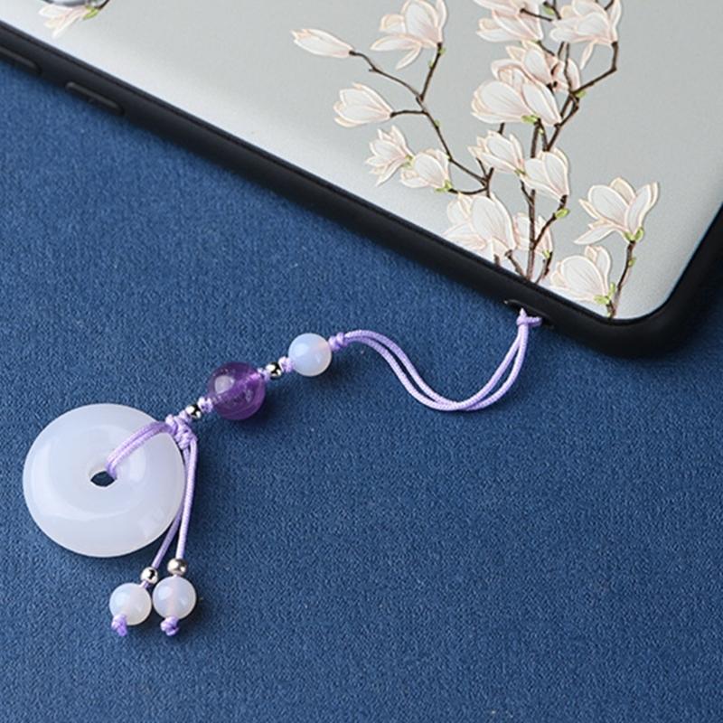 Винтажный кулон-пряжка из белого нефрита, цепочка для телефона, аксессуар, брелок в китайском стиле, уникальный подарок для женщин, девушек