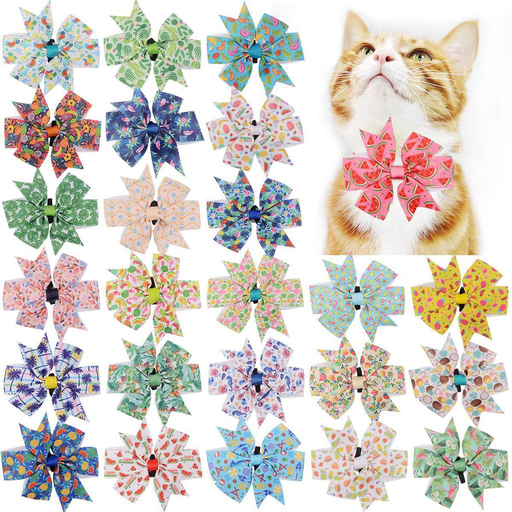 50/100pcs Summer Fruit Collar Dog Bow Ties Slideable Pet Grooming Accessories Dog Accessories for Large Dogs Birthday Bowties