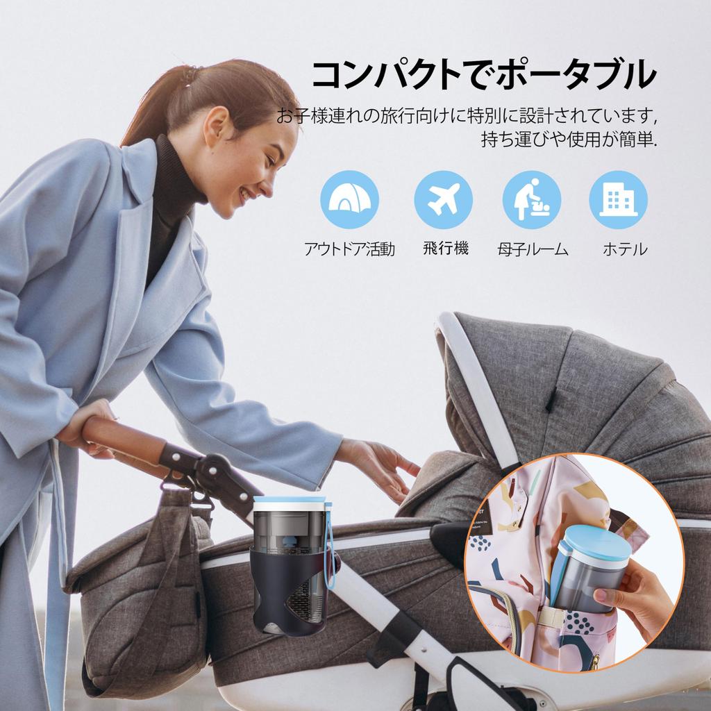 VOGOGE Travel Bottle Cleaning Brush Set with Bottle Baby Travel Safe Blue Rack, Essentials, Materials, BPA-Free,