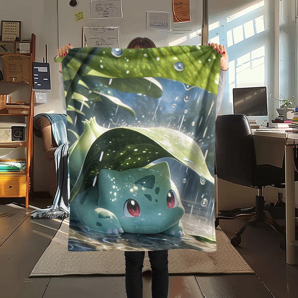 Bulbasaur pattern Flannel Blanket, High quality Comfortable for All Seasons, Home Decor, Warmth and Comfort, Perfect for Gifts.