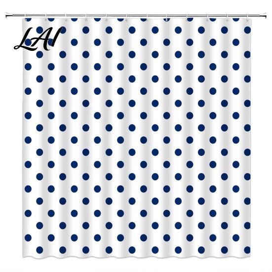 Modern Retro Style Bath Drapes Polka Dot Shower Curtain with Hooks Waterproof Fabric Bathroom Curtain Standard Size Curtains for Bathtub Decor,