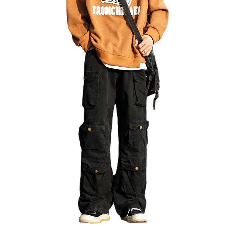 Мужской ретро-трендовый повседневный свободный комбинезон с широкими штанинами и множеством карманов