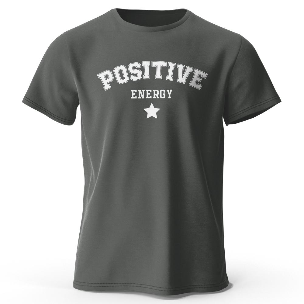 Men Positive Energy Tees and T-Shirt Trendy Urban Fashion Streetwear for Stylish Summer Look Breathable Sweat-Absorbent Durable