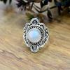Rainbow Moonstone Round Gemstone Ring, Handmade Ring, 925 Silver Ring, Bohemian Ring, Birthstone Ring, Silver Charm Jewelry