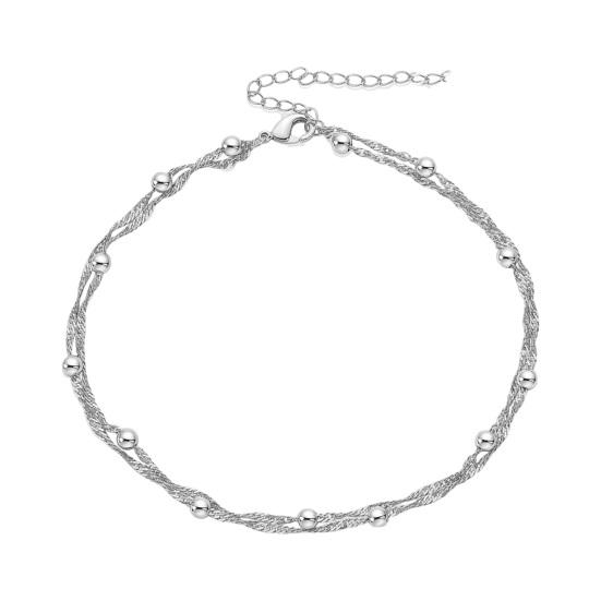 Женский браслет на щиколотку, 2 слоя, зажим-карабин, регулируемая удлиненная цепочка, водонепроницаемый сплав, однотонный, легкий, для отдыха на пляже, ювелирные изделия на щиколотку