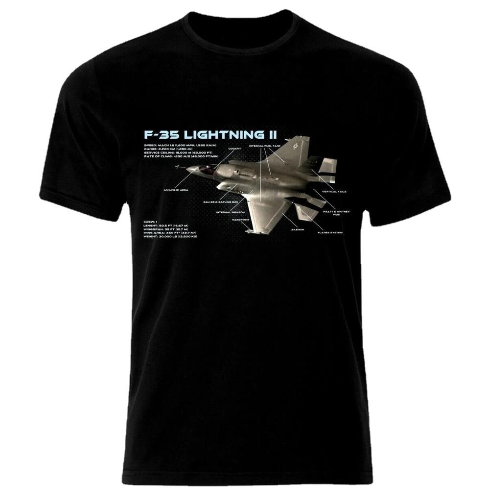 ВВС США Лайтнинг II F-35 Истребитель Самолет Реактивный Чертеж Футболка Летняя Хлопковая Короткий Рукав Круглый Вырез Мужская Футболка Новая S3XL