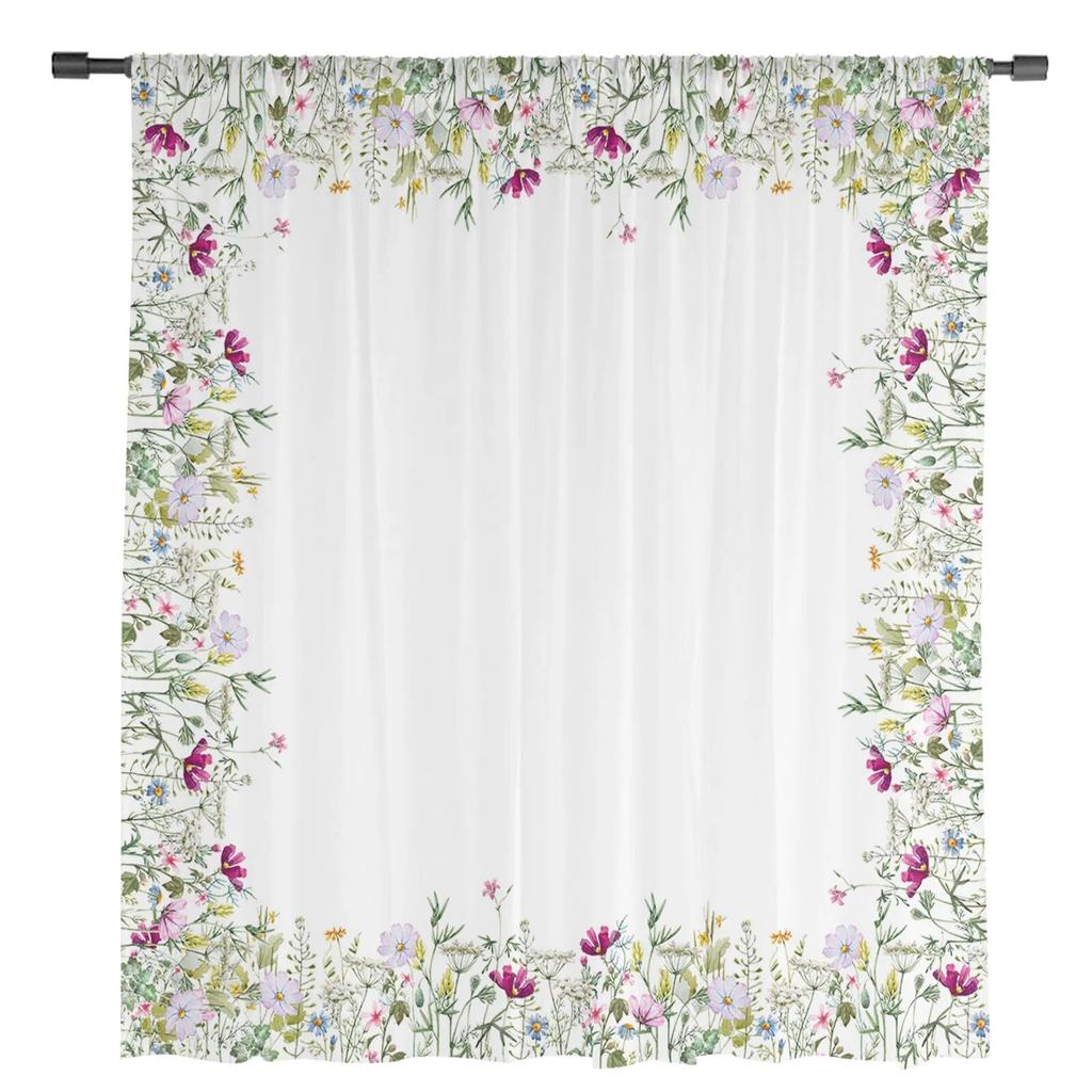 Ферма полевые цветы растение цветок прозрачные шторы для гостиной спальни украшения шифоновая тюль вуаль кухонная оконная занавеска