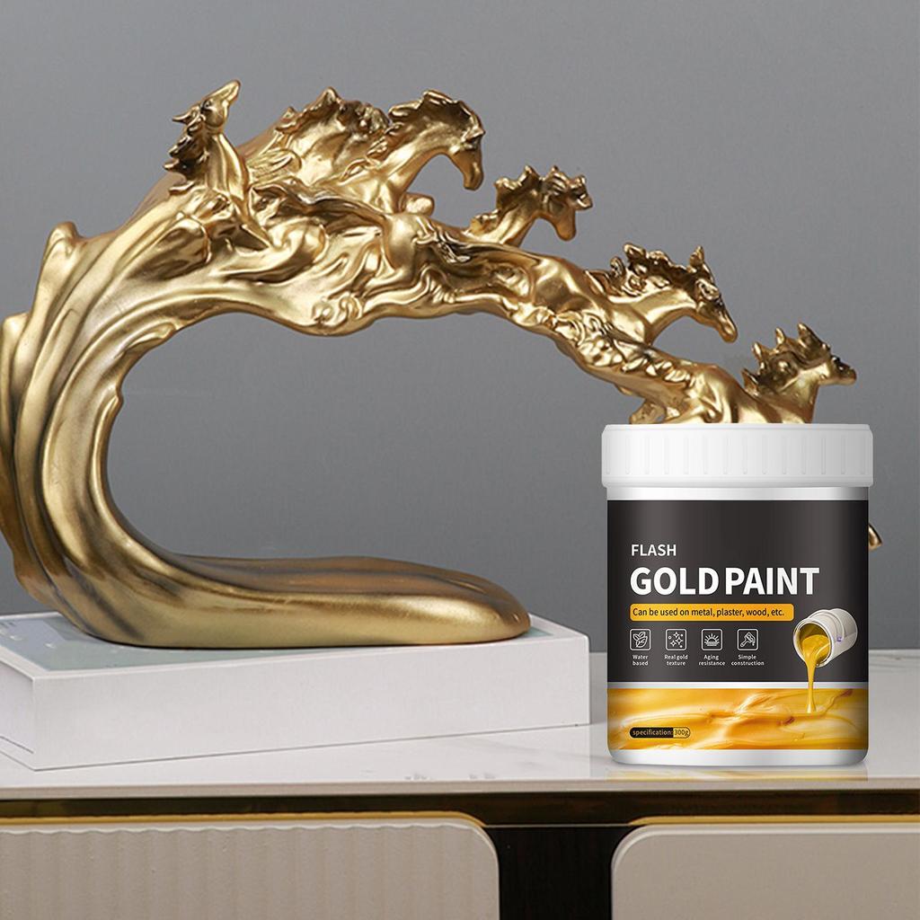 Liquid Gilding Gold Paint 300g Liquid Gold Foil Paint Quick Drying Metal Plaster and Wood Painting Easy to Apply Art Supplies