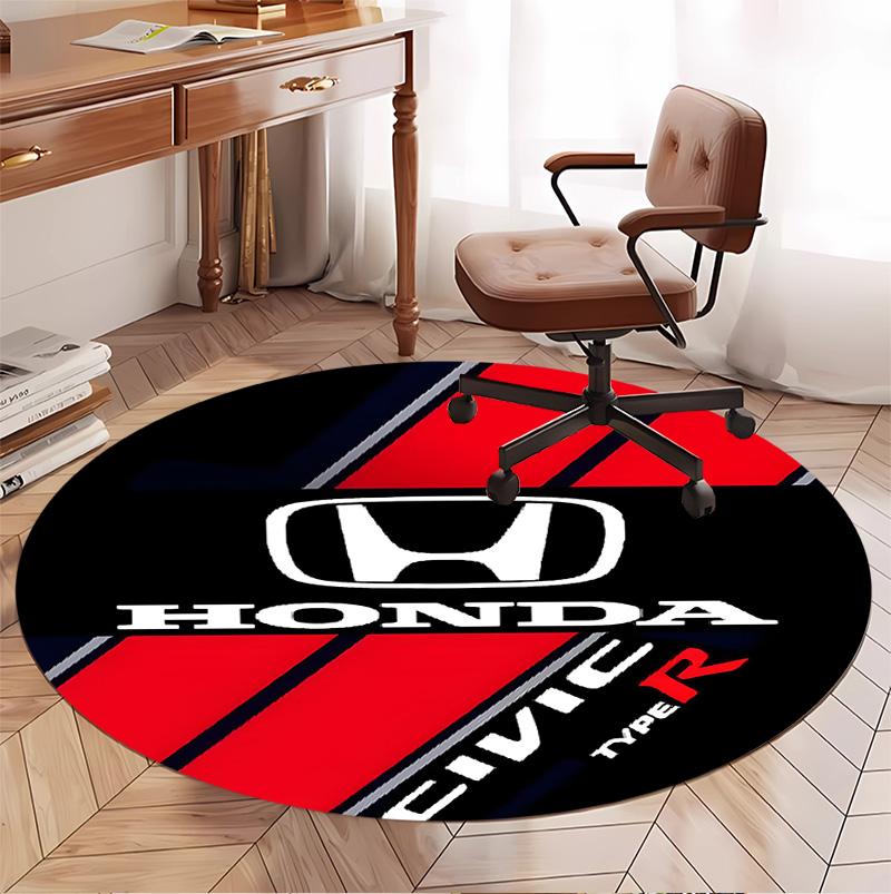 Honda Pattern Round Rug, Indoor/Outdoor Mat, for Picnic, Gameroom, Bedroom, Office, Living Room, Home Decor Carpet, Birthday Gift